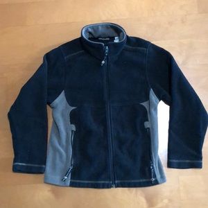 Youth REI fleece zip up black and olive/brownish jacket size M (8/10)